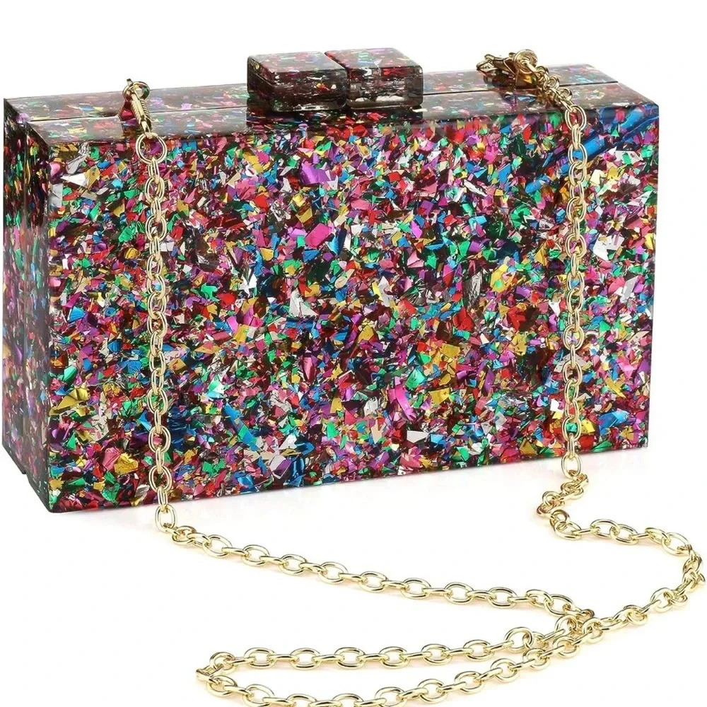 Clutch Hard Shell Bag with chain
